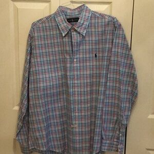 *EUC* Ralph Lauren light blue plaid button down. Size XL.